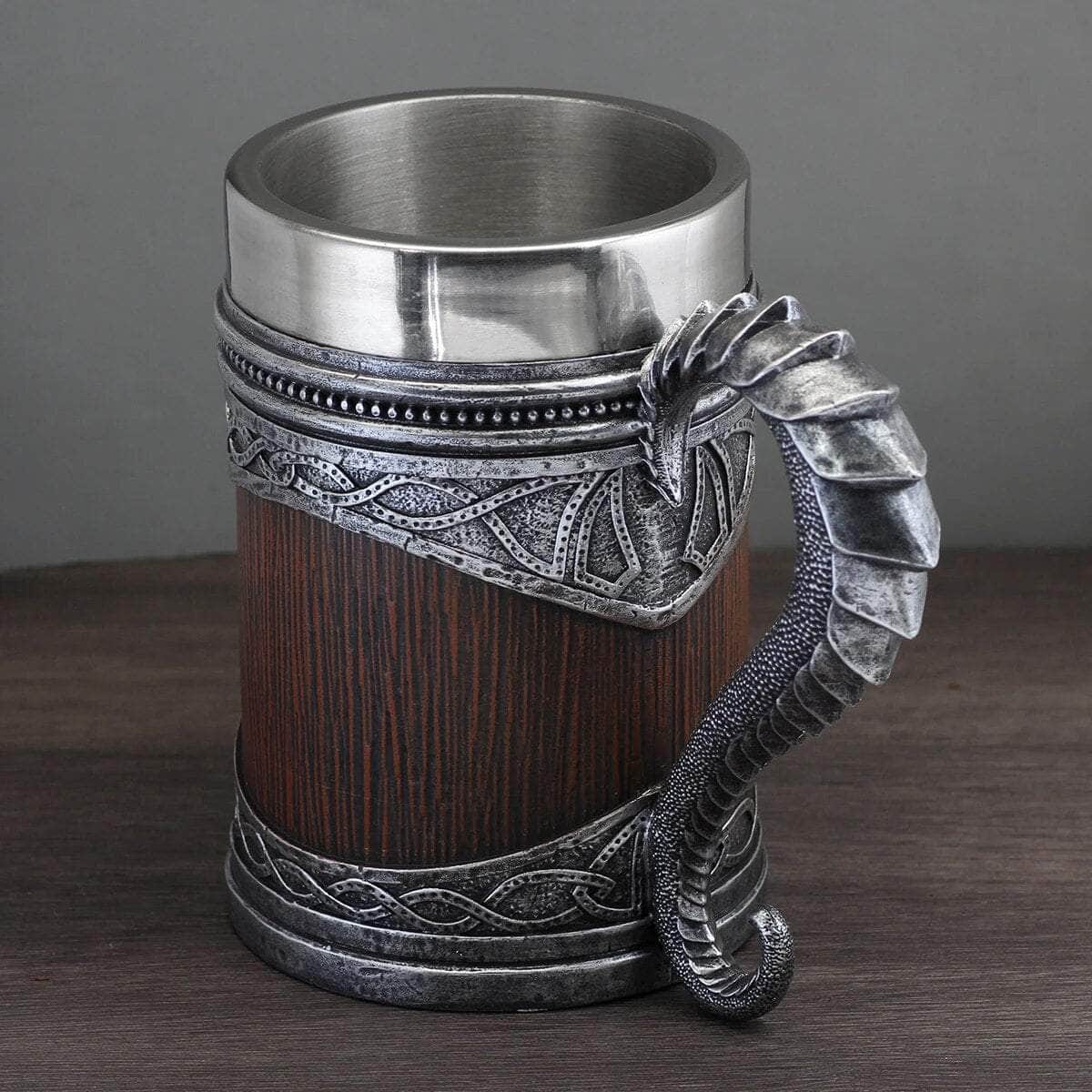 Viking Dragon with Ruby Stone Stainless Steel Mug