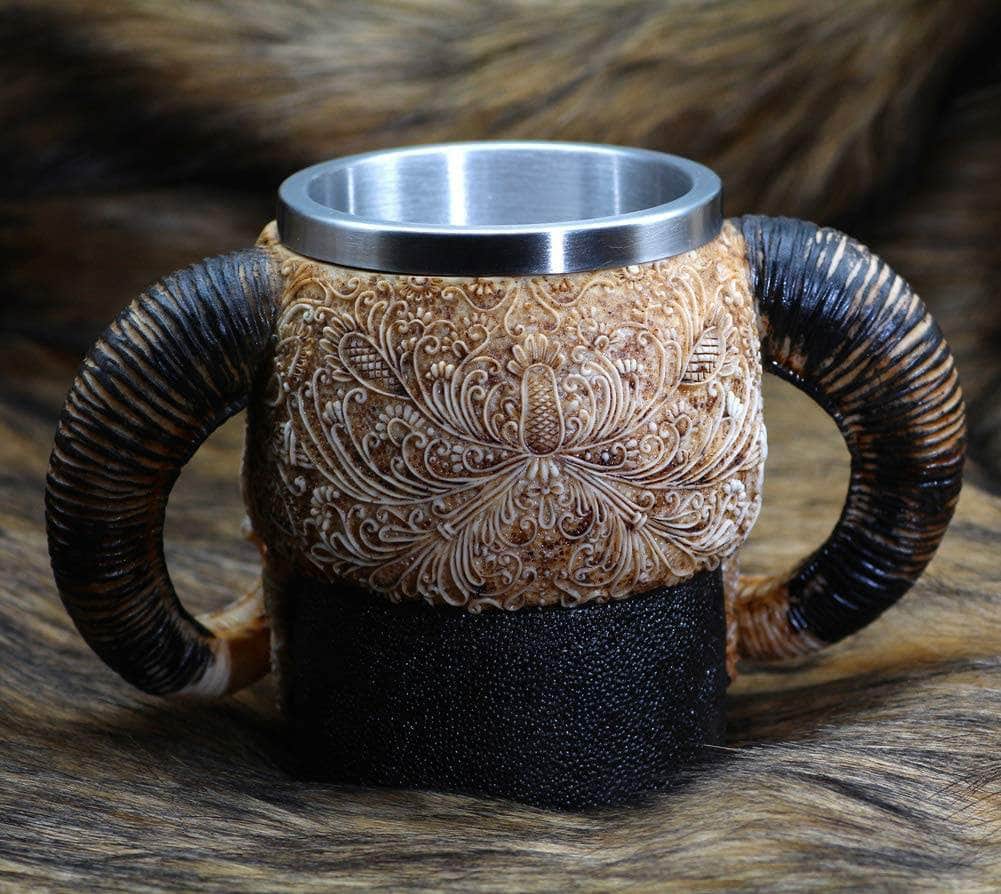 Vikings Skull Goat Horns Stainless Steel Mug