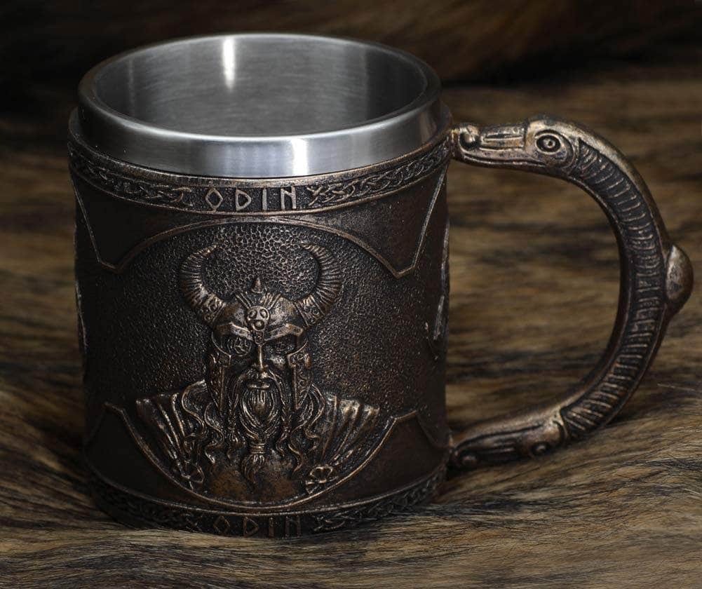 Viking Nordic Odin Raven Stainless Steel Drinking Mug