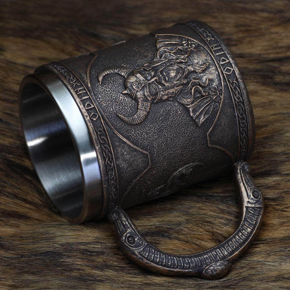 Viking Nordic Odin Raven Stainless Steel Drinking Mug