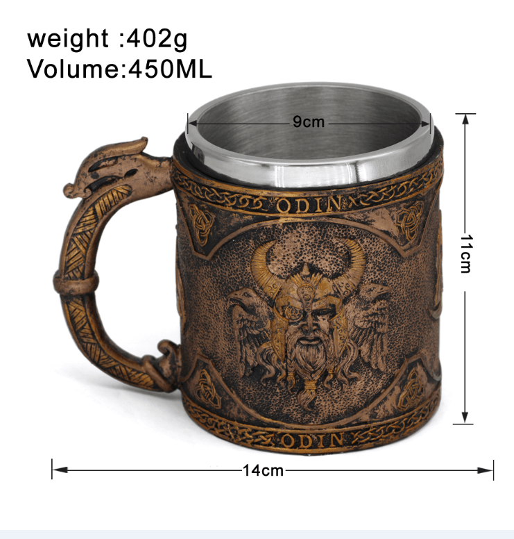 Viking Nordic Odin Raven Stainless Steel Mug