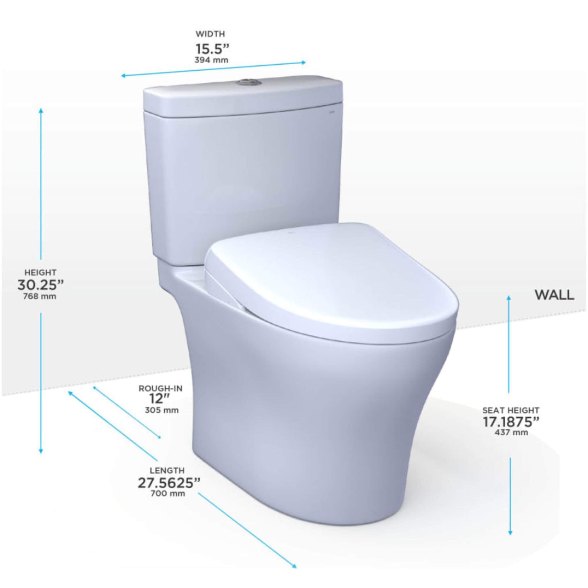 [MW4464726CEMFGN#01] TOTO Aquia IV Dual Flush Elongated Universal Height Toilet With Washlet S7 Bidet Seat (SAK53982)