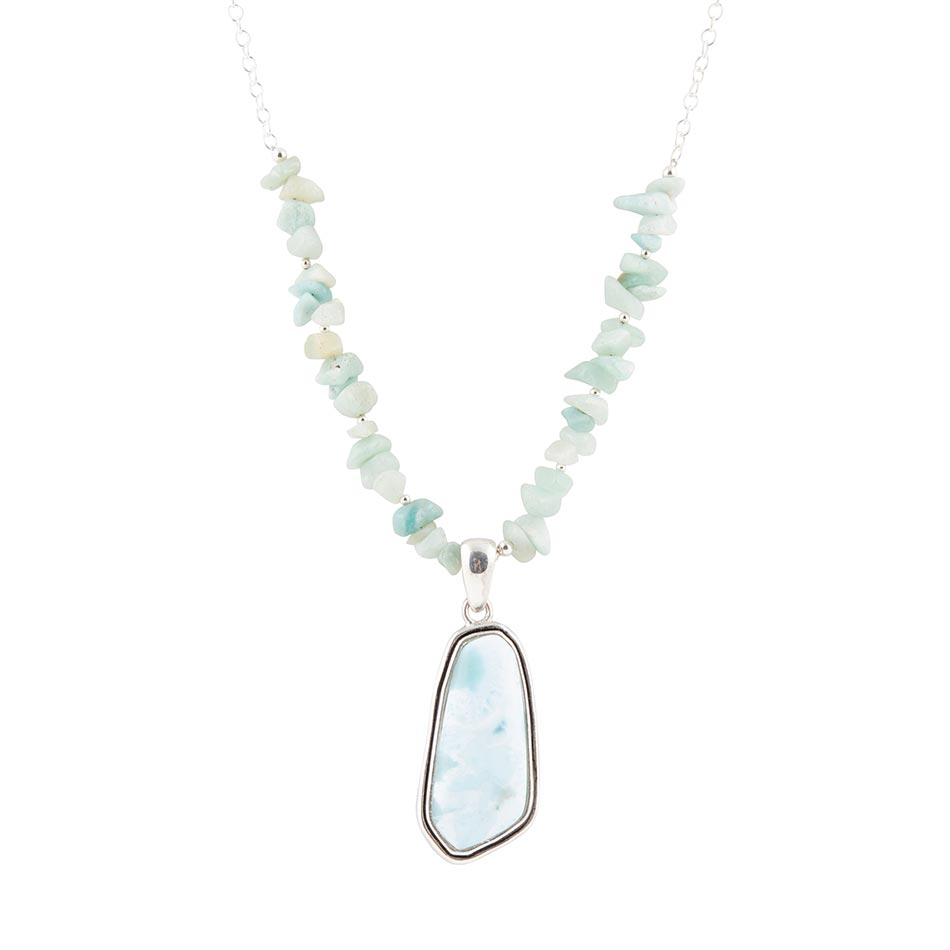 Natural Wonders Blue Larimar and Sterling Silver Necklace