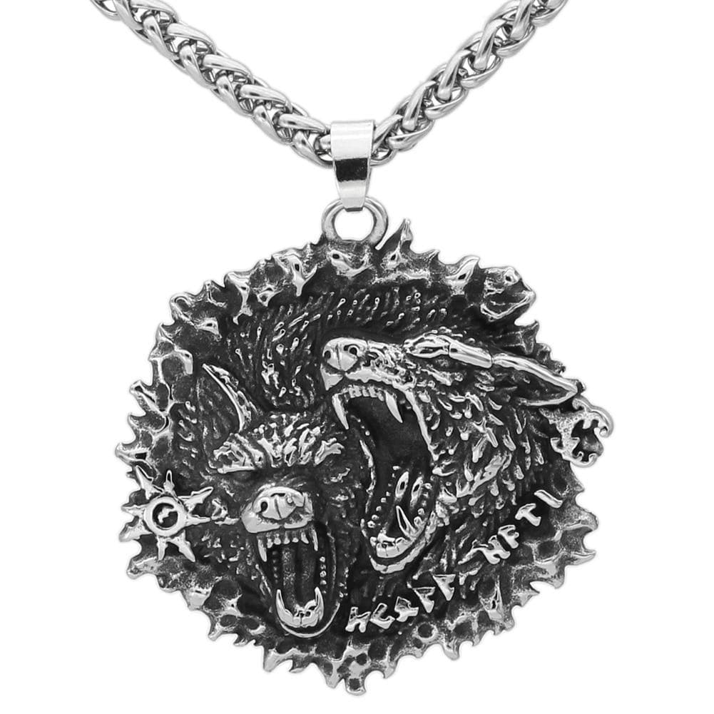 Vikings Geri and Freki Stainless Steel Pendant Necklace