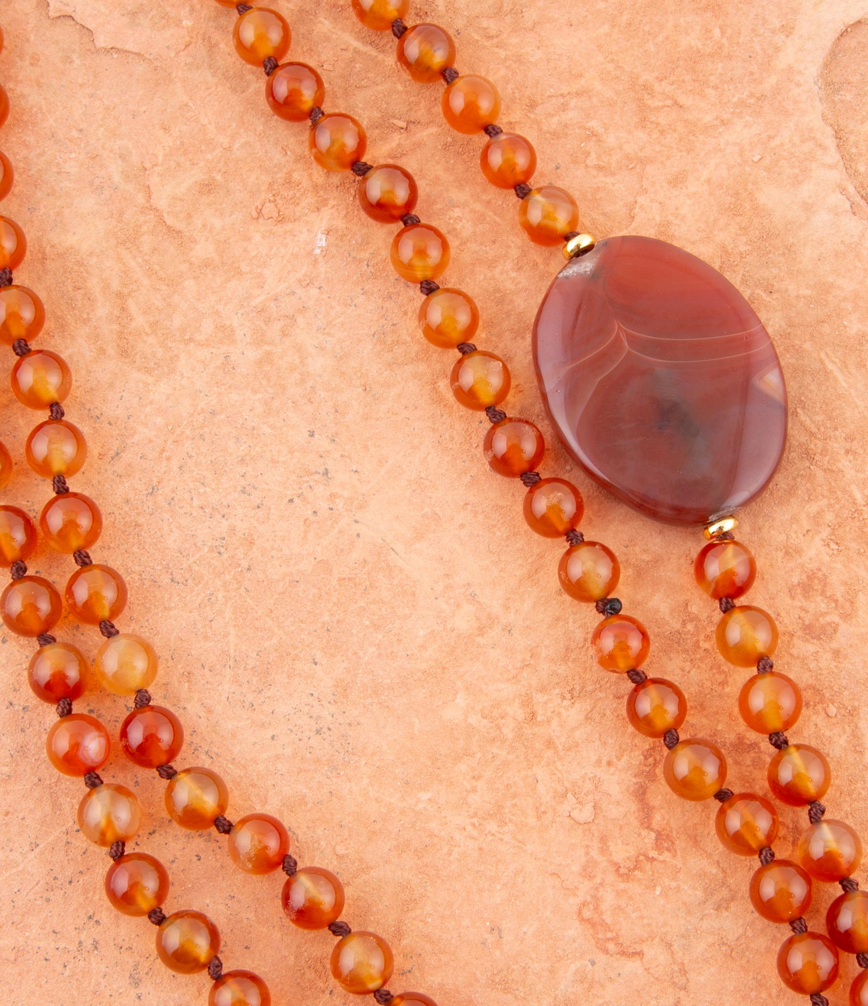 Orange Carnelian Knotted Necklace
