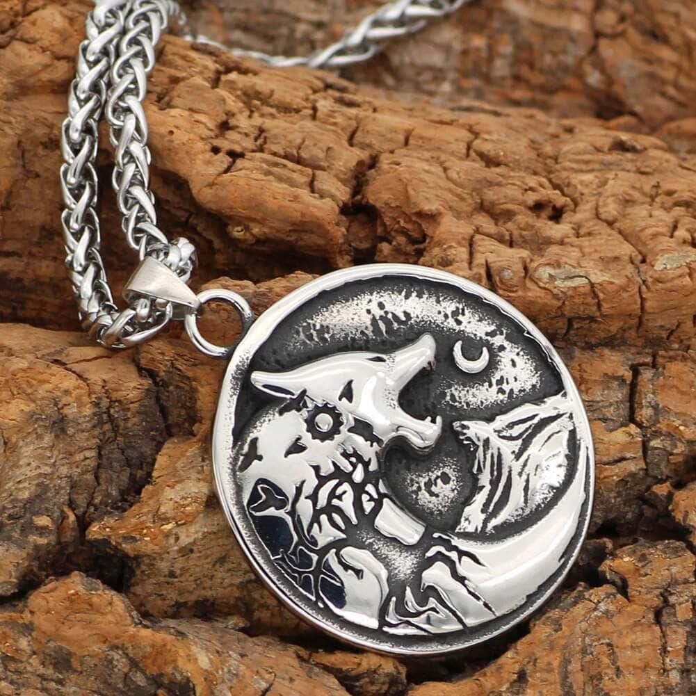 Vikings Wolf and Yggdrasil Stainless Steel Necklace