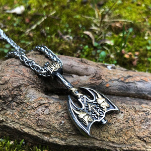 Vikings Axe and Runes Stainless Steel Necklace