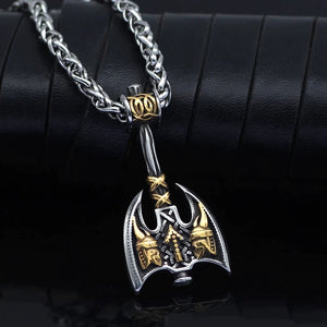 Vikings Axe and Runes Stainless Steel Necklace