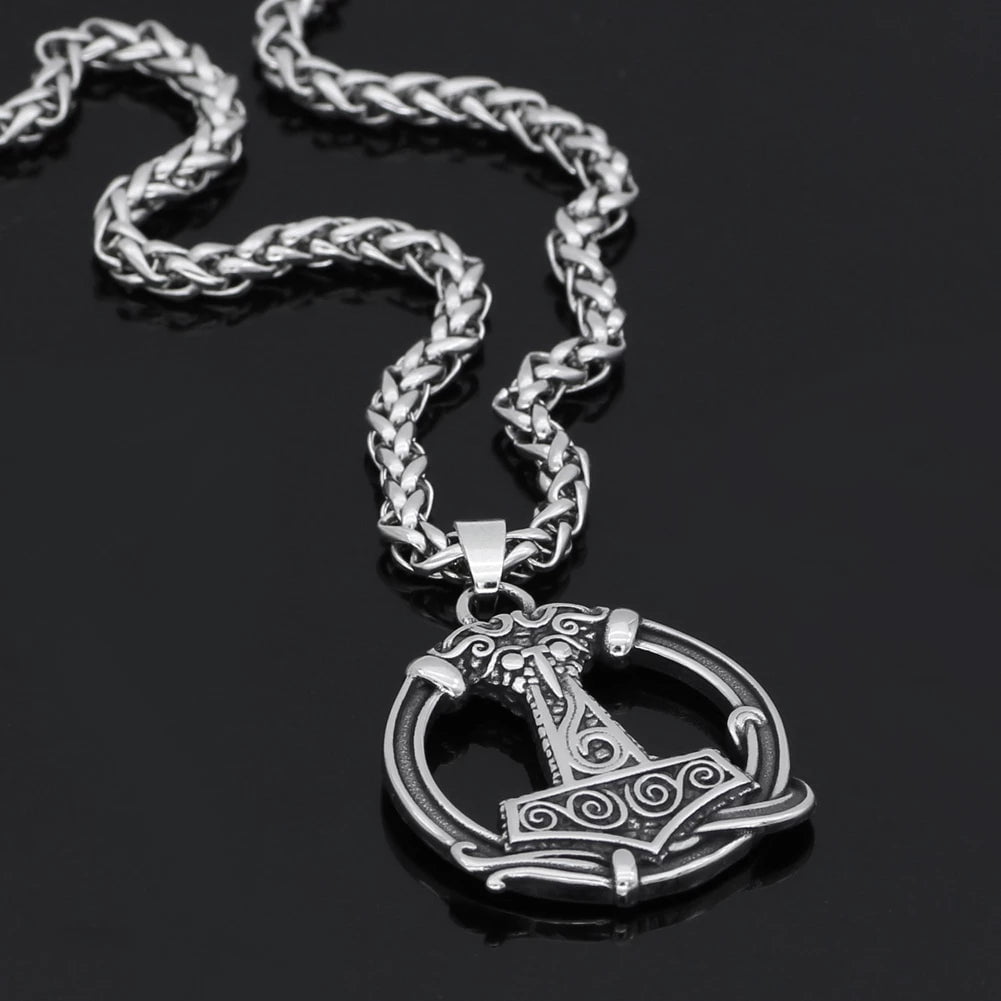 Vikings Mjolnir Stainless Steel Pendant Necklace