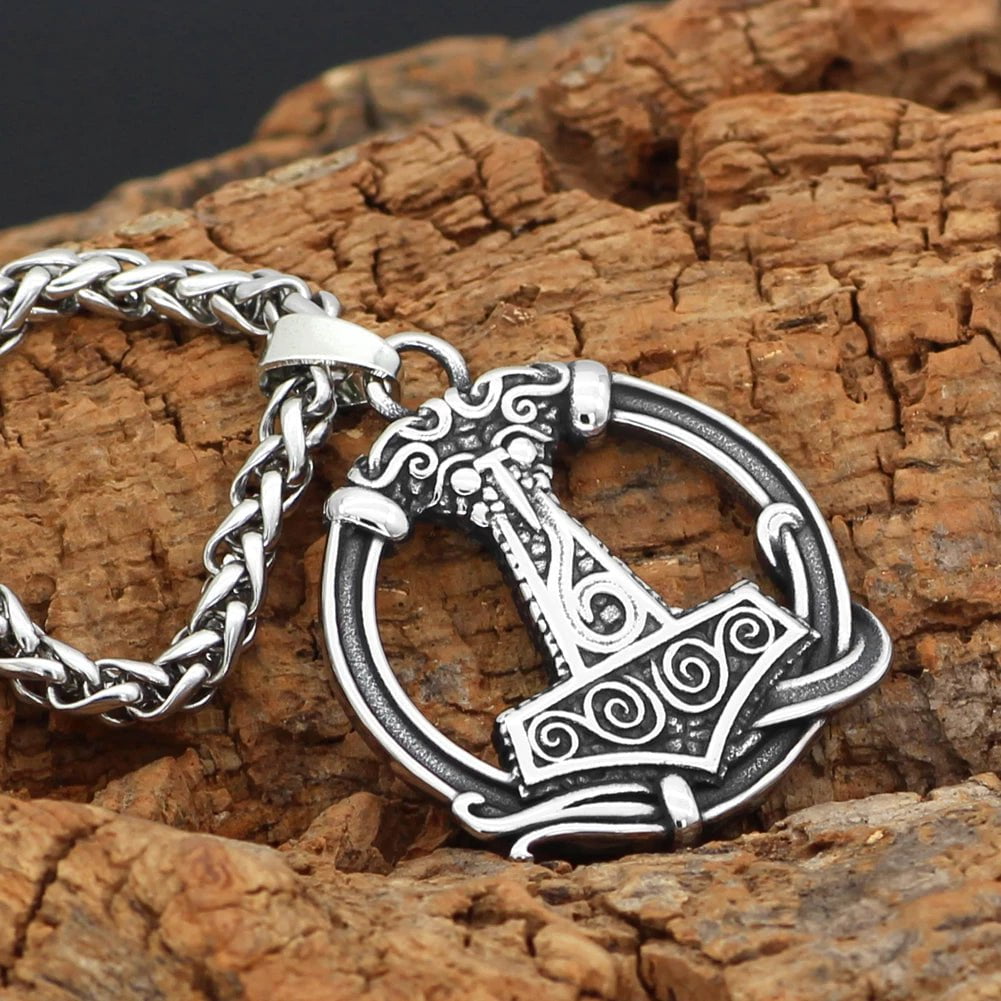 Vikings Mjolnir Stainless Steel Pendant Necklace