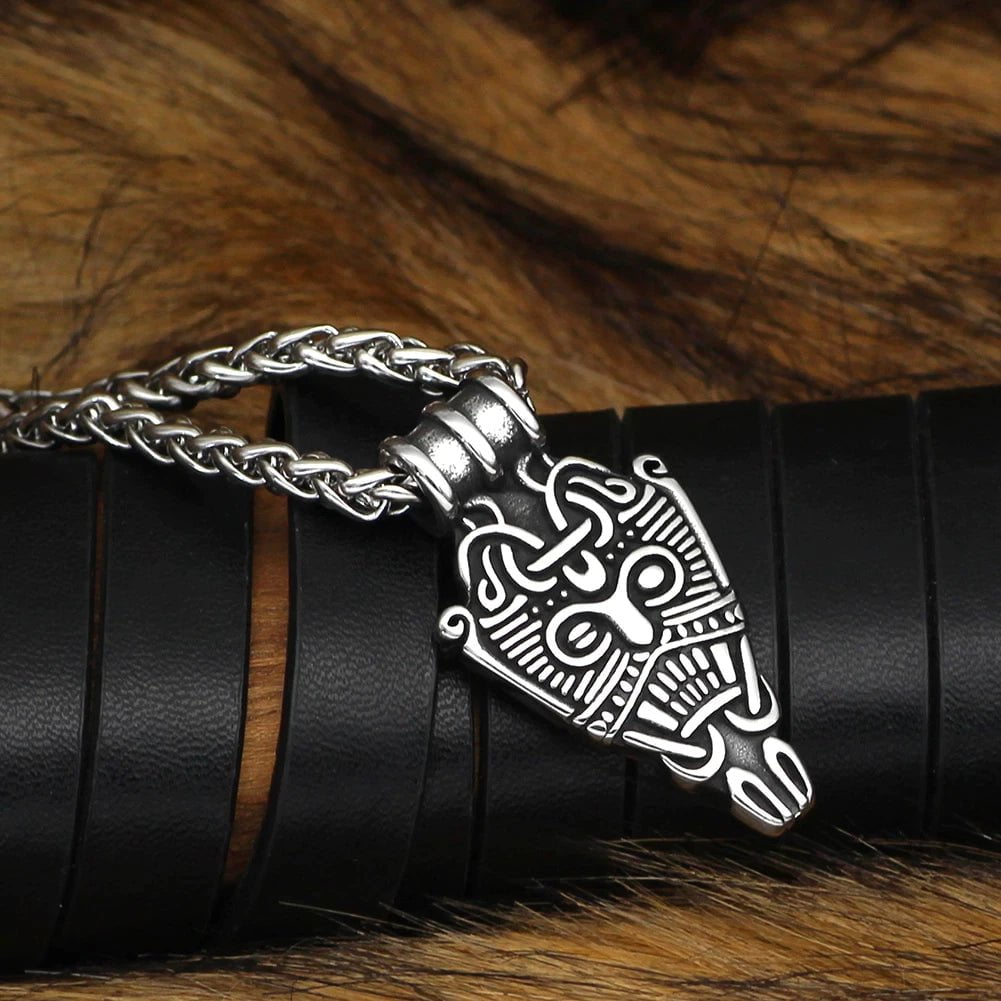 Vikings Odin's Face Stainless Steel Pendant Necklace
