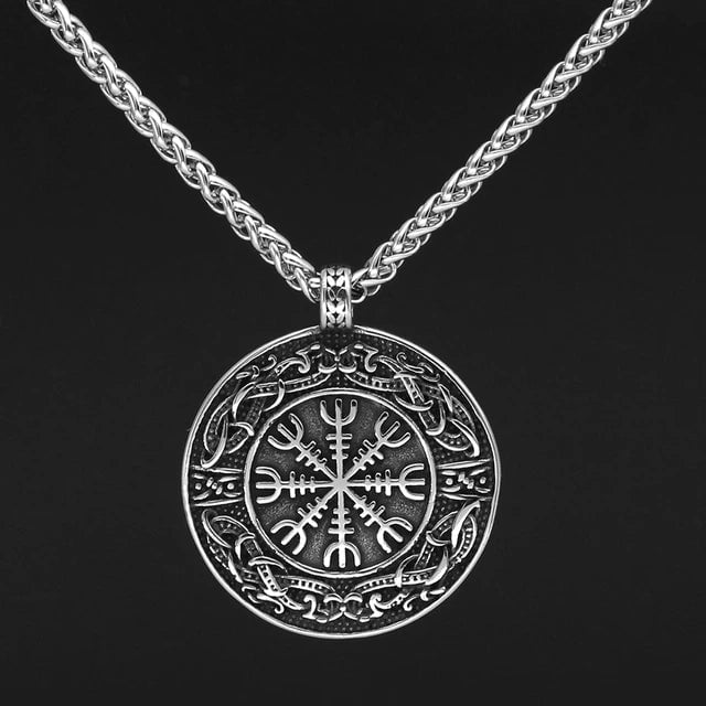 Vikings Rune Helm of Awe Stainless Steel Necklace