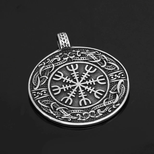 Vikings Rune Helm of Awe Stainless Steel Necklace