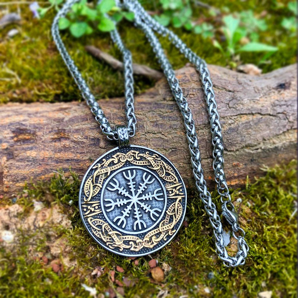 Vikings Rune Helm of Awe Stainless Steel Necklace