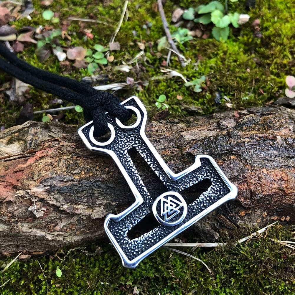 Vikings Thor's Hammer Valknut Stainless Steel Necklace