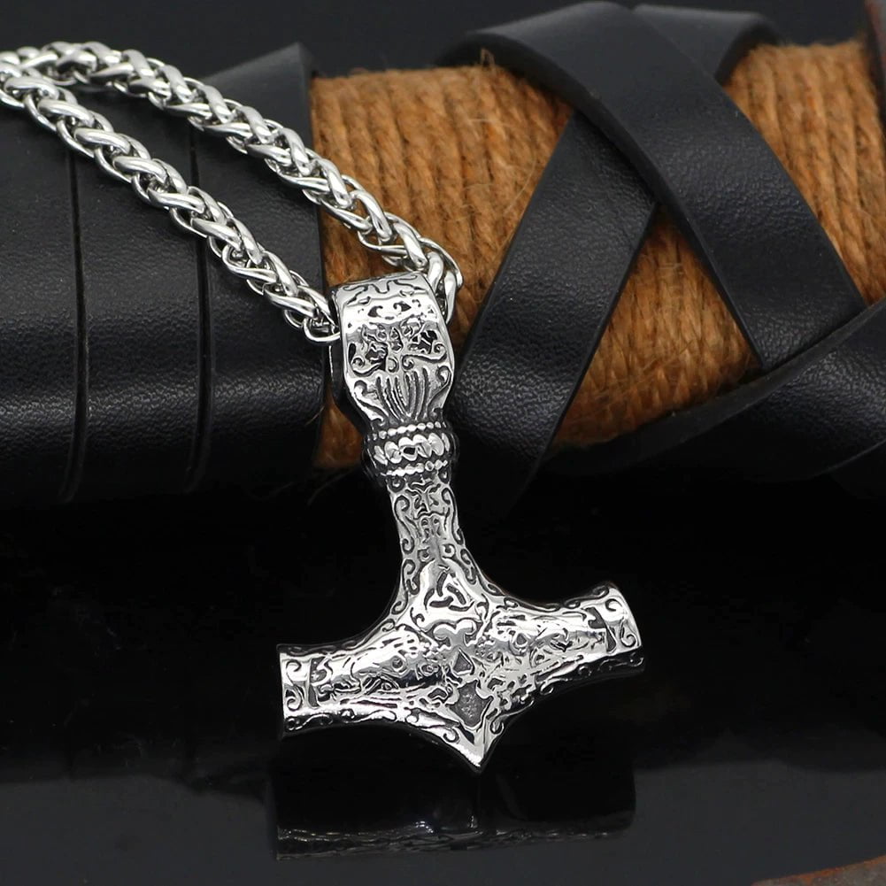 Vikings Thor's Mjolnir Stainless Steel Pendant Necklace