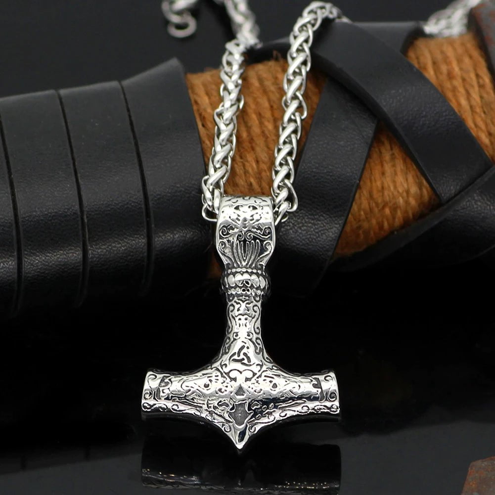 Vikings Thor's Mjolnir Stainless Steel Pendant Necklace