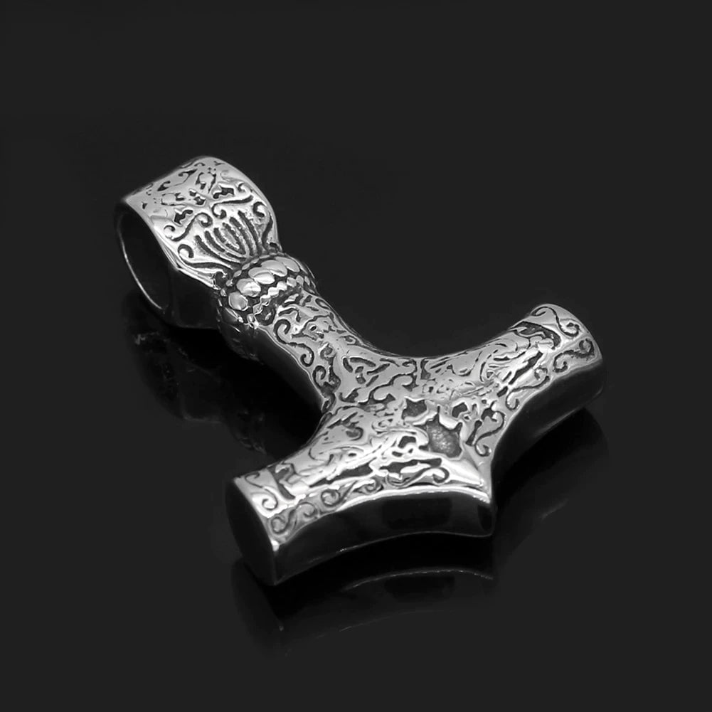 Vikings Thor's Mjolnir Stainless Steel Pendant Necklace