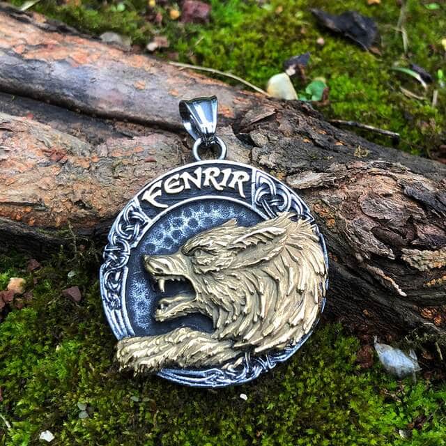 Ancient Treasures' Vikings Wolf Fenrir Stainless Steel Necklace