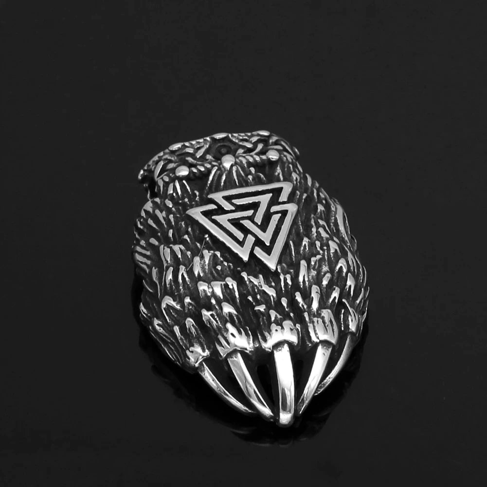 Vikings Bear Paw Valknut Stainless Steel Necklace