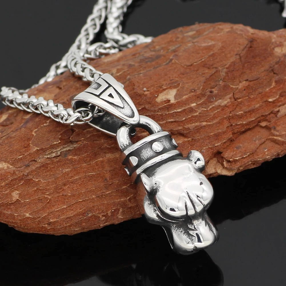 Vikings Fenrir Head Stainless Steel Pendant Necklace