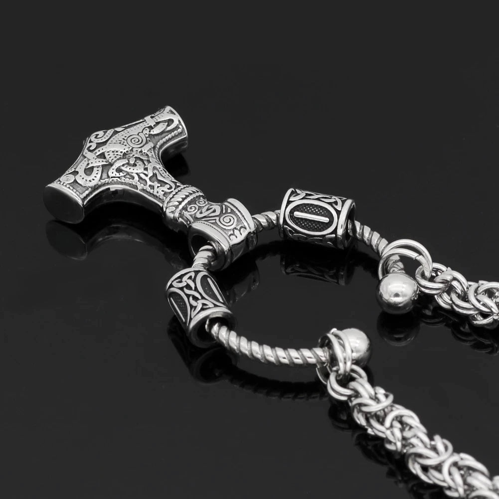 Vikings Mjolnir Stainless Steel Pendant Necklace