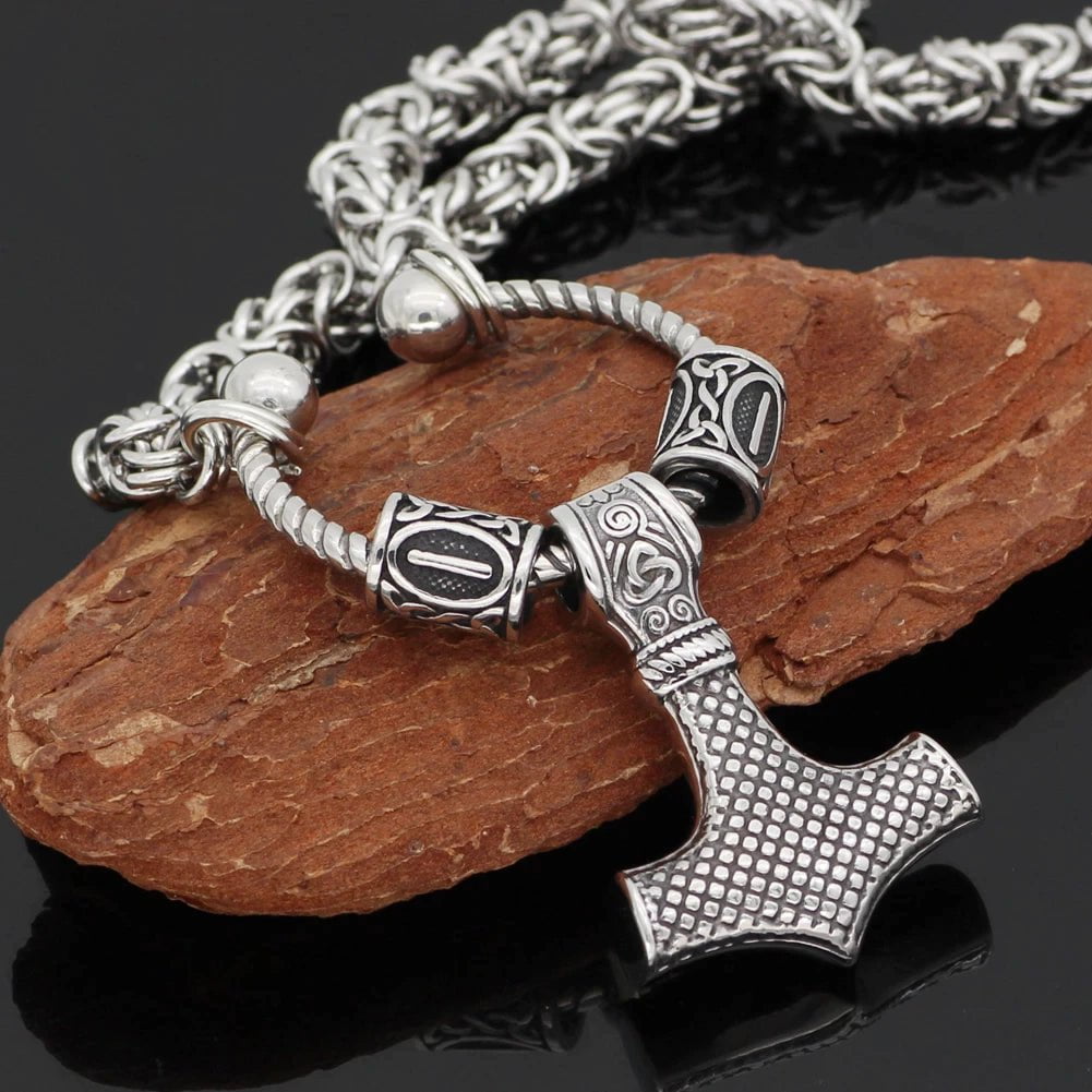 Vikings Mjolnir Stainless Steel Pendant Necklace