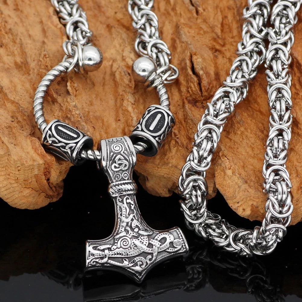 Vikings Mjolnir Stainless Steel Pendant Necklace