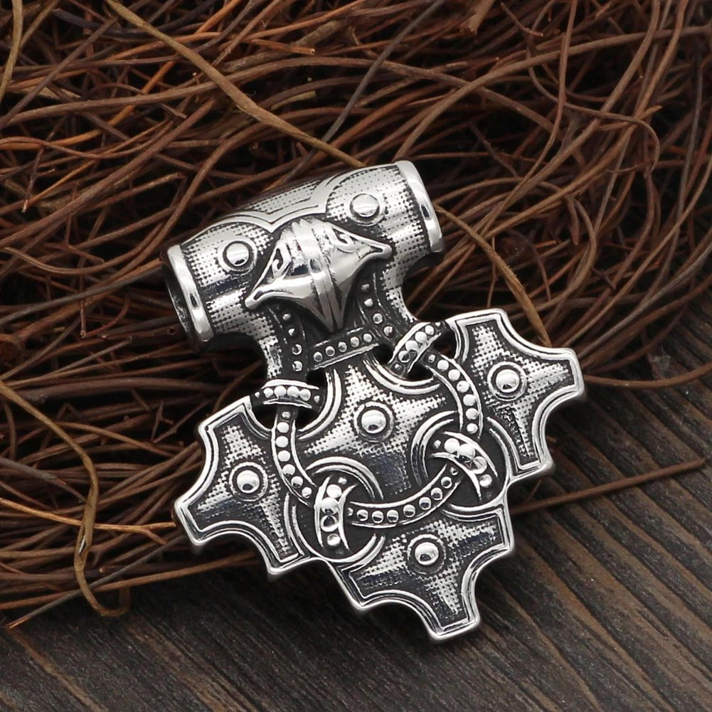 Vikings Odin Mjolnir Stainless Steel Pendant Necklace