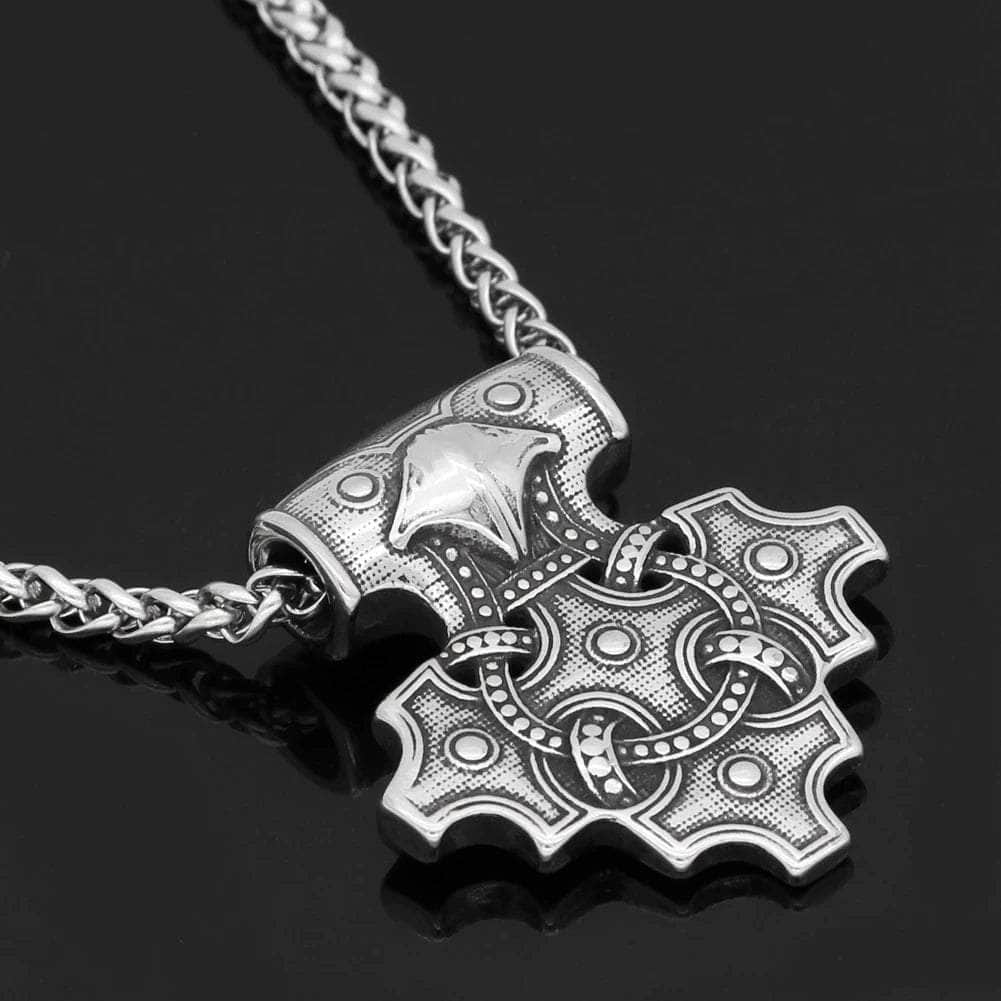 Vikings Odin Mjolnir Stainless Steel Pendant Necklace