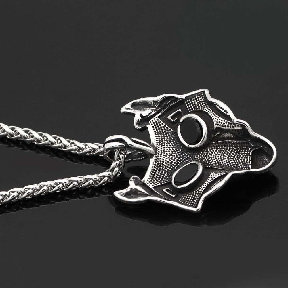 Viking Stainless Steel Wolf Head Necklace