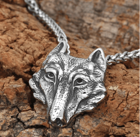 Vikings Fenrir Wolf Head Pendant Necklace