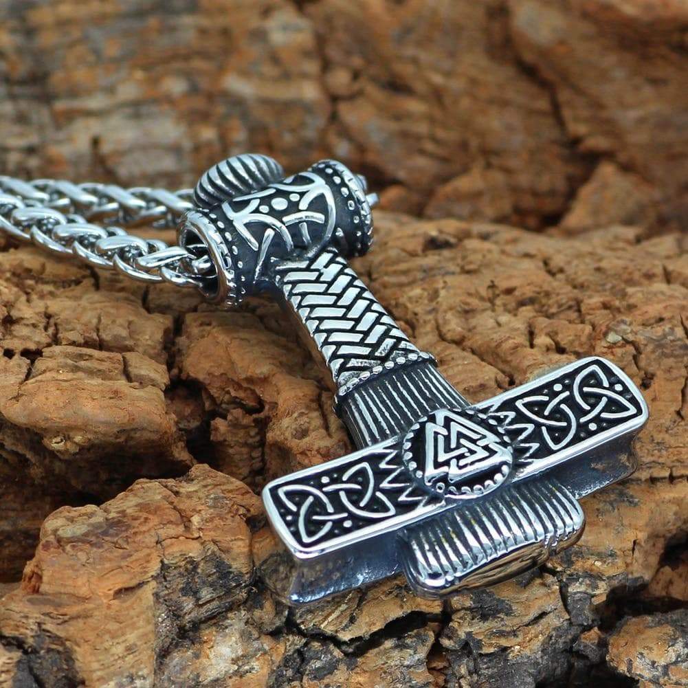 Viking Mjolnir Valknut Stainless Steel Necklace