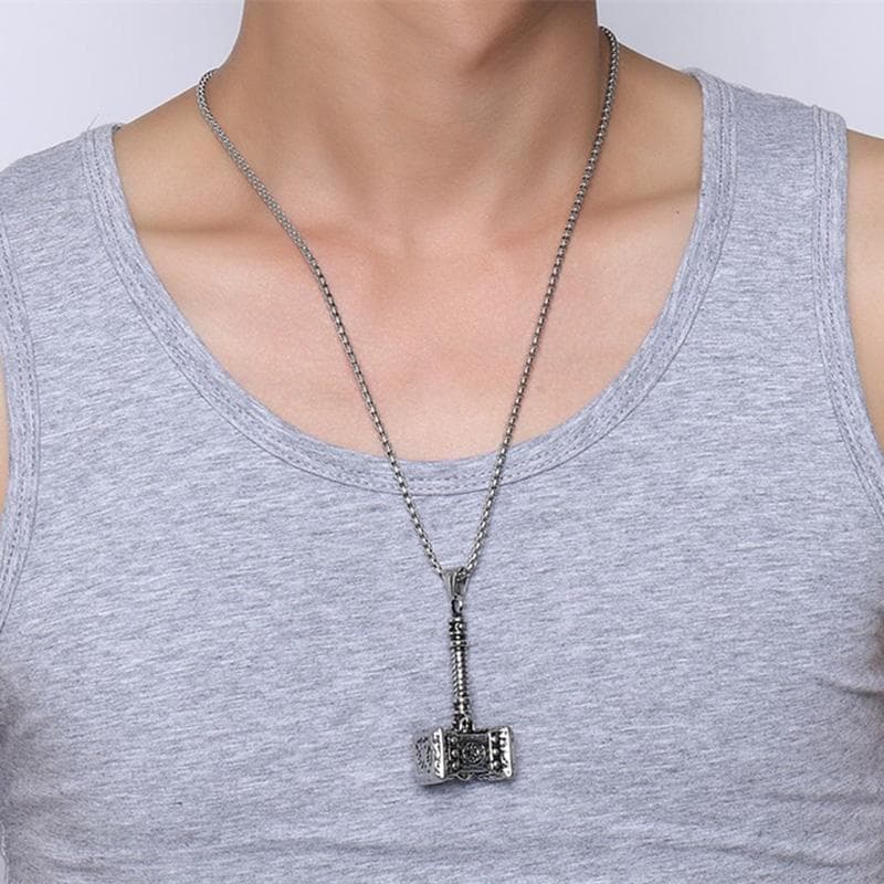Vikings Thor's Hammer Stainless Steel Pendant Necklace