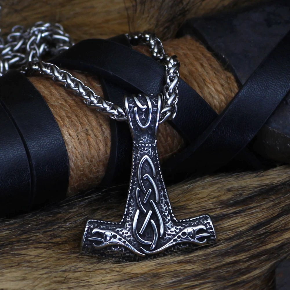Vikings Mjolnir Dragon Stainless Steel Necklace