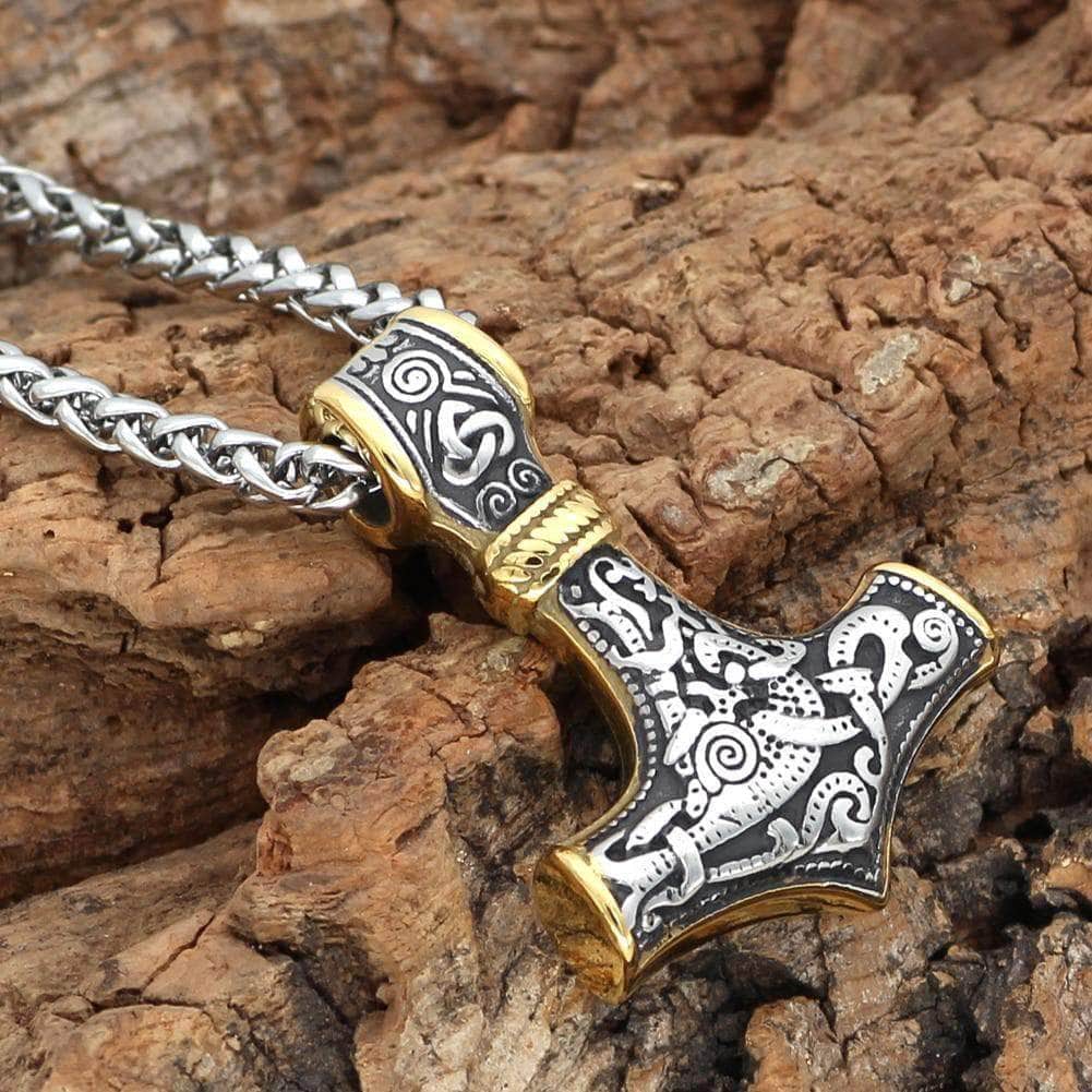 Vikings Mjolnir Stainless Steel Pendant Necklace