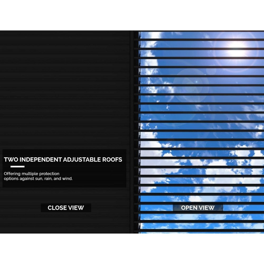 [12x16FT] Premium Outdoor Gray Aluminum Hardtop Pergola Gazebo With Adjustable Roof (95281364)