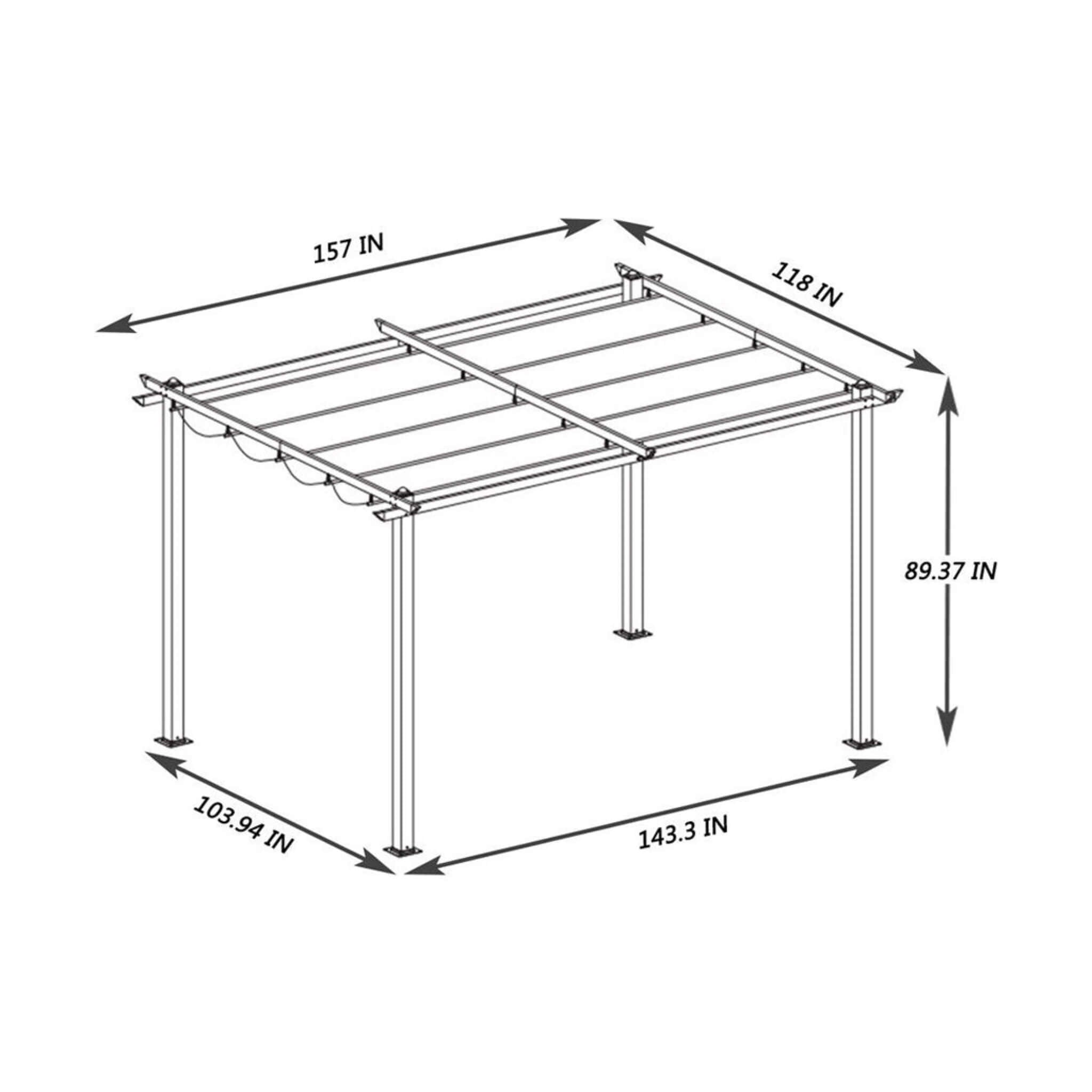 [10x13FT] Premium Outdoor Patio Retractable Pergola With Canopy (SAK01864)