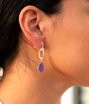 Pretty Drops of Pink Rhodonite Golden Drop Earrings