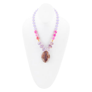 Purple Periwinkle Amethyst and Agate Pendant Necklace