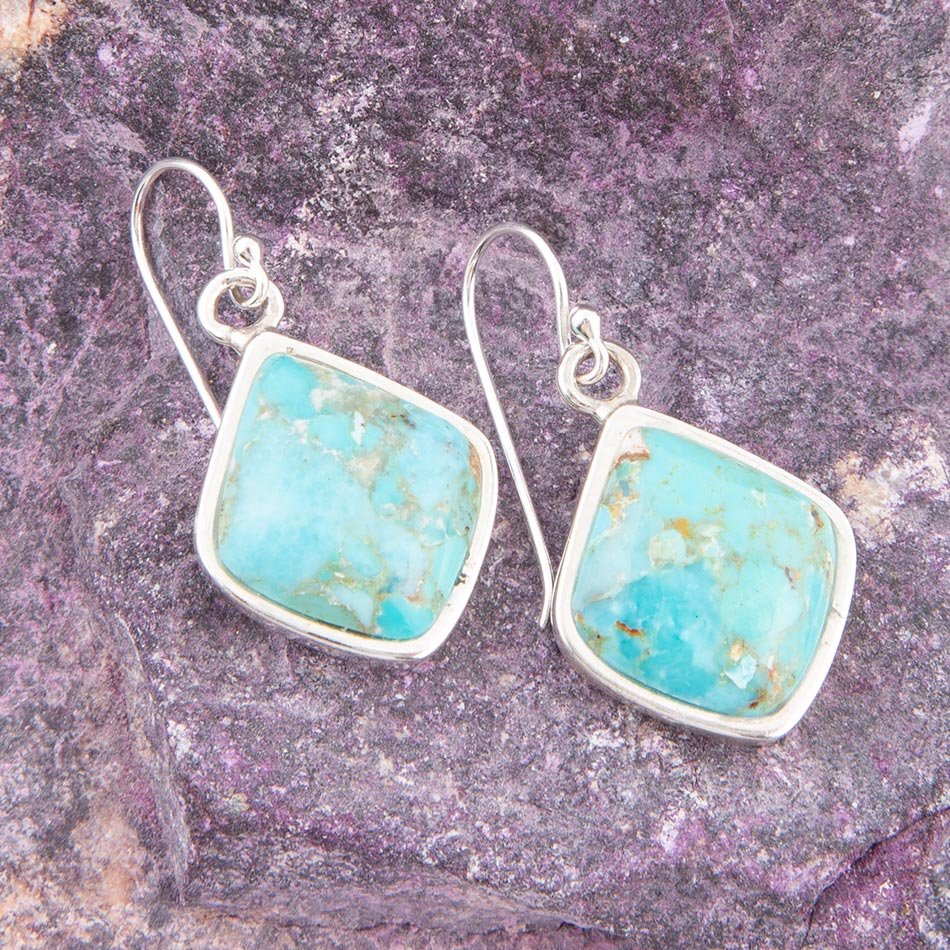 Puzzled Blue Turquoise Sterling Silver Earrings