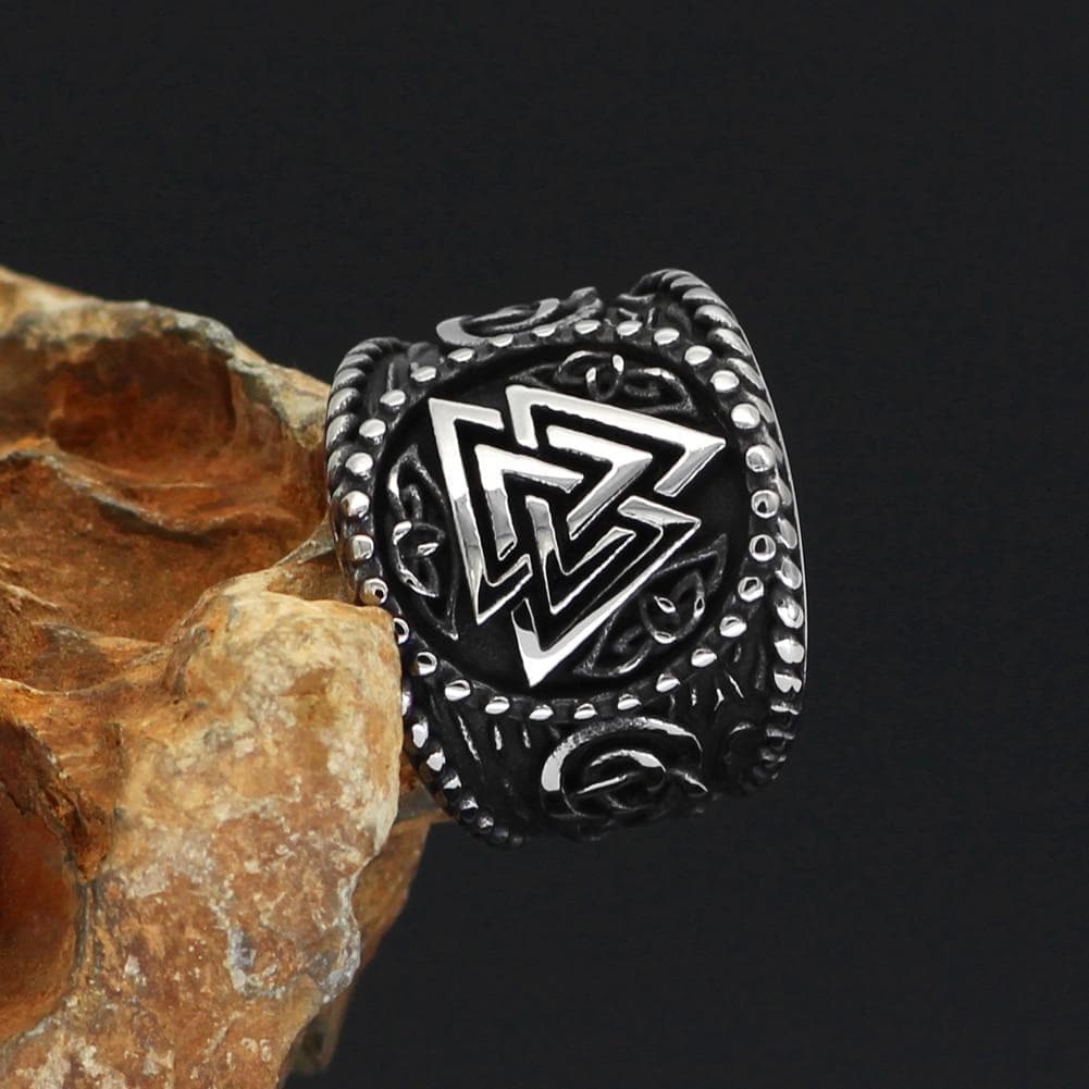 Viking Nordic Valknut Solid Stainless Steel Ring