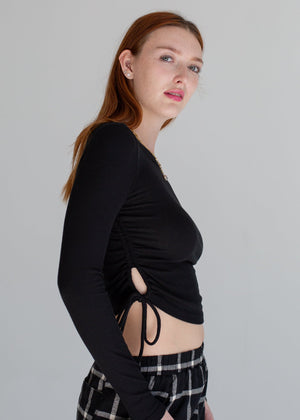 Ruched Ribbed Crop Long Sleeve