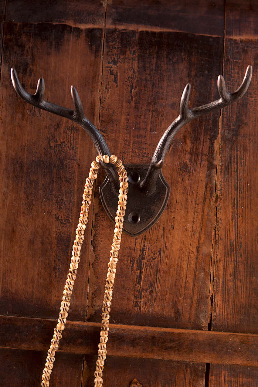 Rustic Antler Wall Hook with Shield Backplate