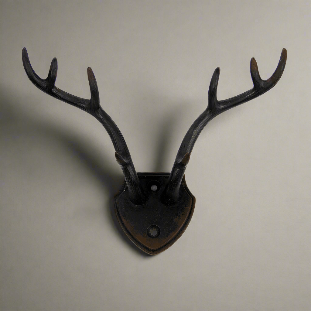 Rustic Antler Wall Hook with Shield Backplate