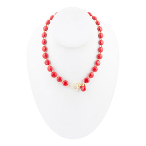 Scardale Red Shell Pearl Golden Necklace