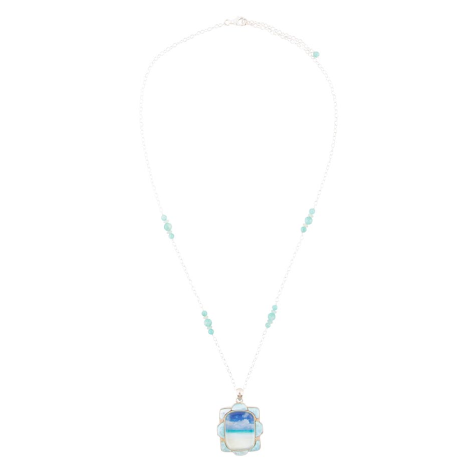 Scenic Beach Blue Larimar and Sterling Silver Pendant Necklace