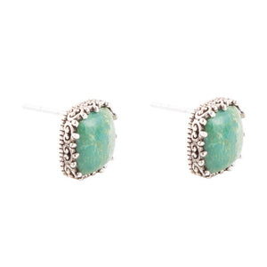 Squared Up Green Turquoise and Sterling Silver Stud Earrings