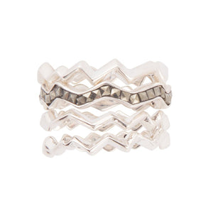 Marcasite and Sterling Silver Stack Ring Set