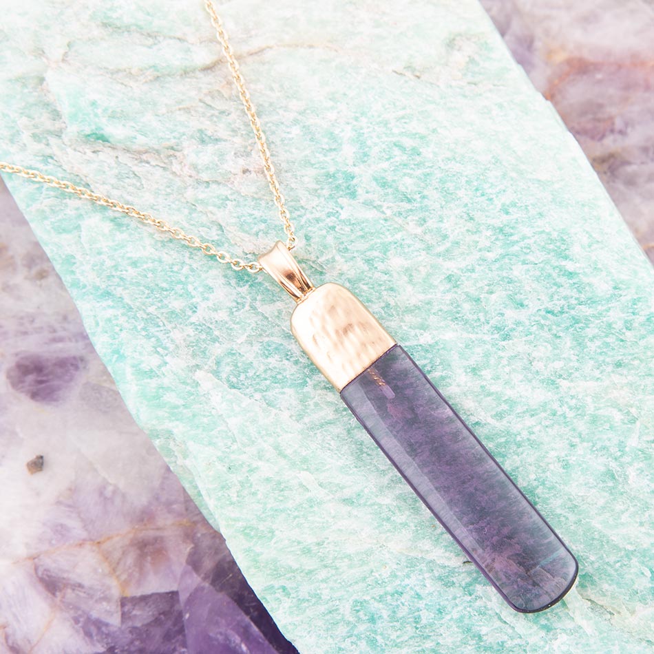 Straightaway Purple Amethyst Golden Necklace